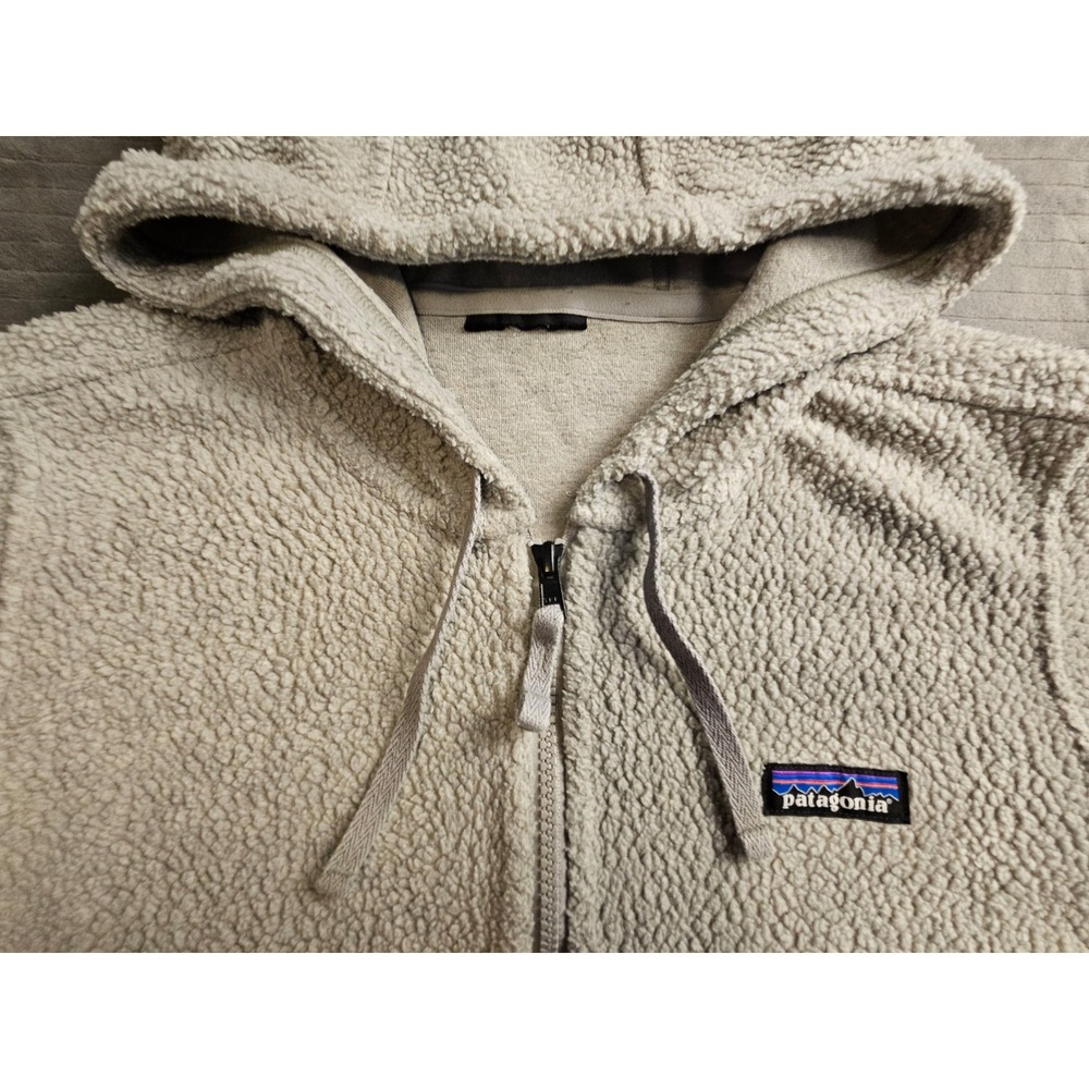 Patagonia Los Gatos Fleece Jacket Gray Full Zip Sherpa Hoodie Womens Large